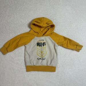 Disney Winnie the Pooh "Little Big Smile" Raglan Hoodie Size 2T Yellow Toddler